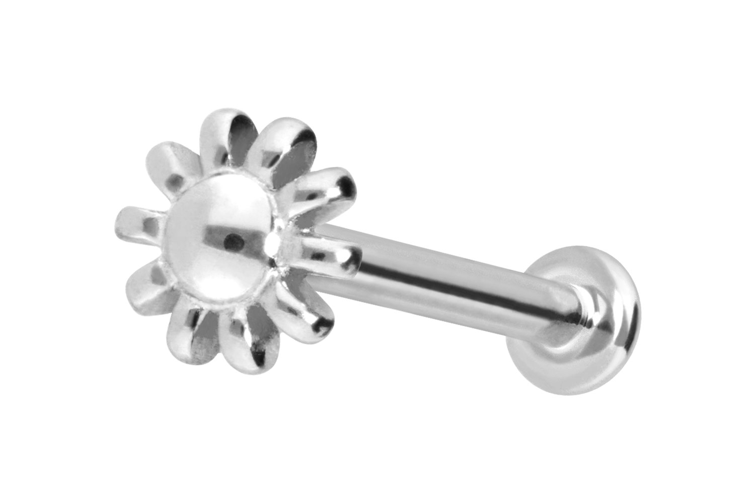 14 Karat Gold Labret Piercing mit Push Fit BLUME